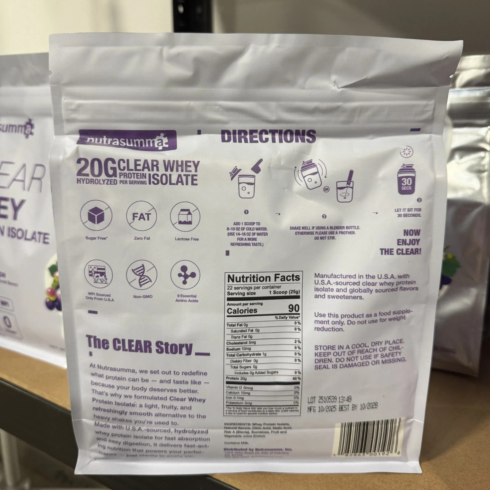 nutrasumma Clear Whey Protein Isolate 1.2 lbs – Moonlit Grape Flavor