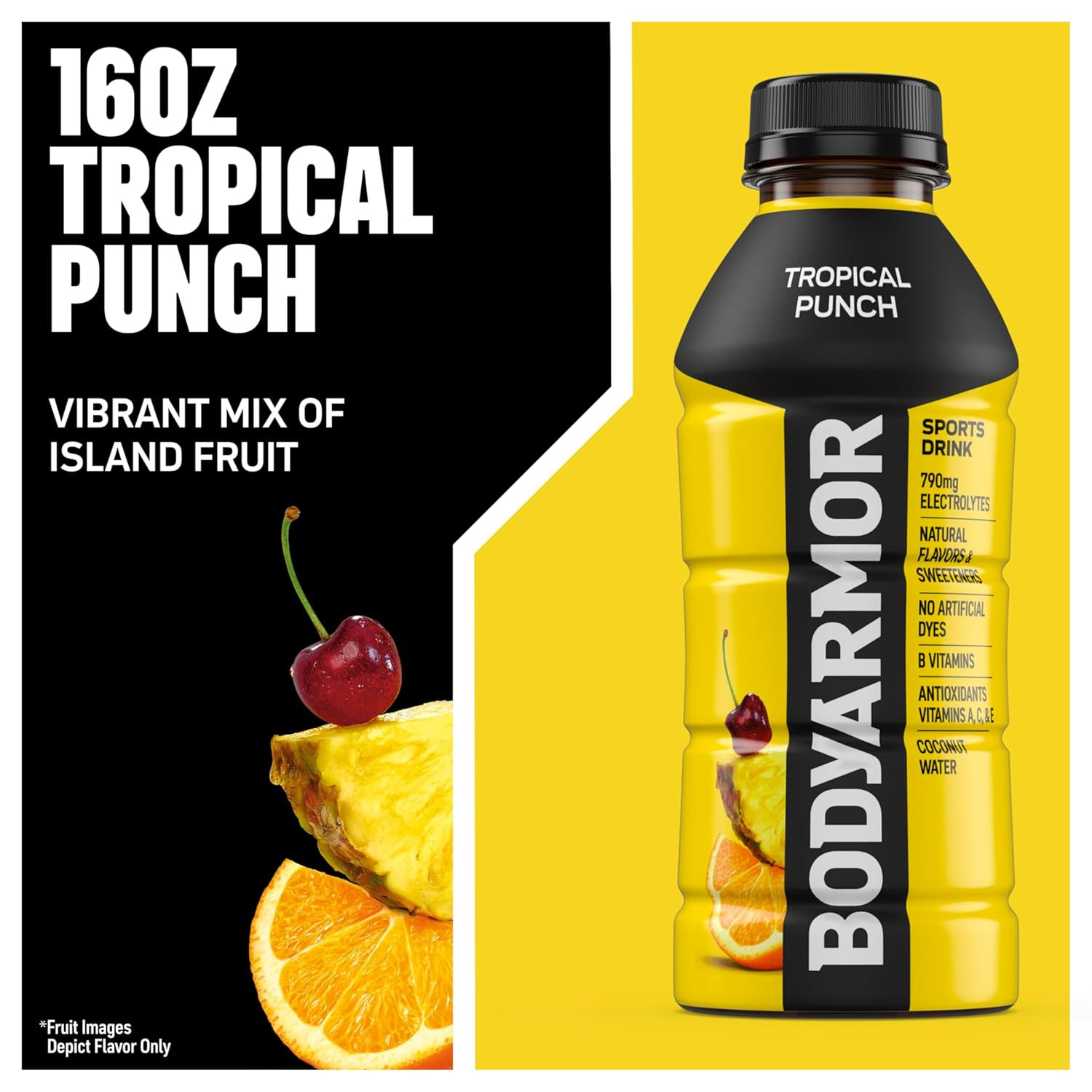 Sports Drink, Tropical Punch, Electrolyte Drink Hydration, 16 Fl Oz Bottles (12