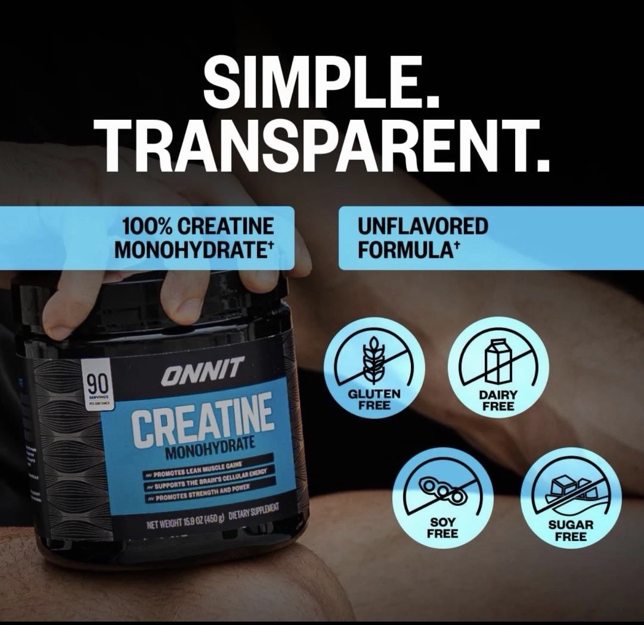 ONNIT Creatine Monohydrate Powder, IGEN(TM) 30 Servings (Pack of 1), No Color