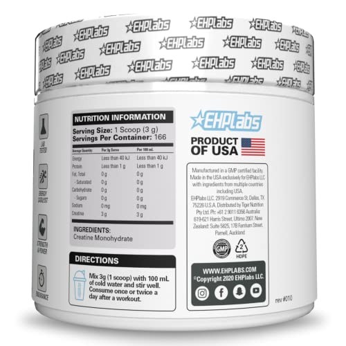Creatine Monohydrate Powder Micronized 500g 100 Servings Unflavored
