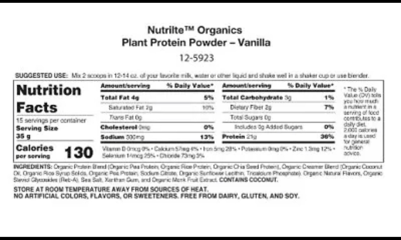 Proteína vegetal en polvo Nutrilite™ Organics – vainilla