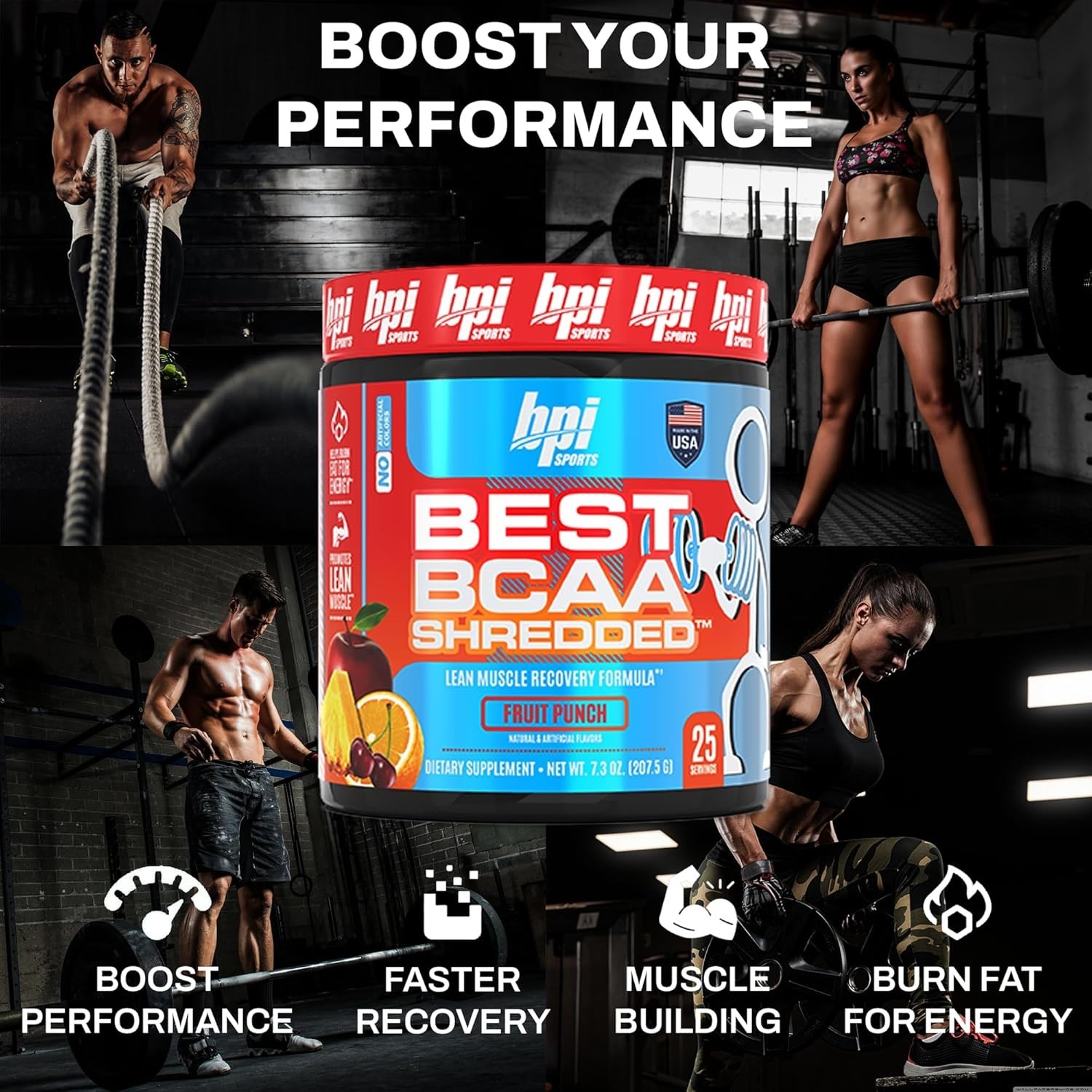 Thermogenic BCAA Powder for Lean Muscle – Caffeine-Free Fruit Punch, 25 Servings
