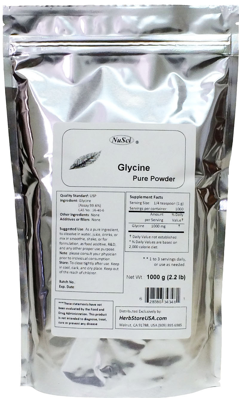 NuSci Glycine 1kg 100% Pure Powder Sweet Amino Acid US Pharmcopeia (USP)