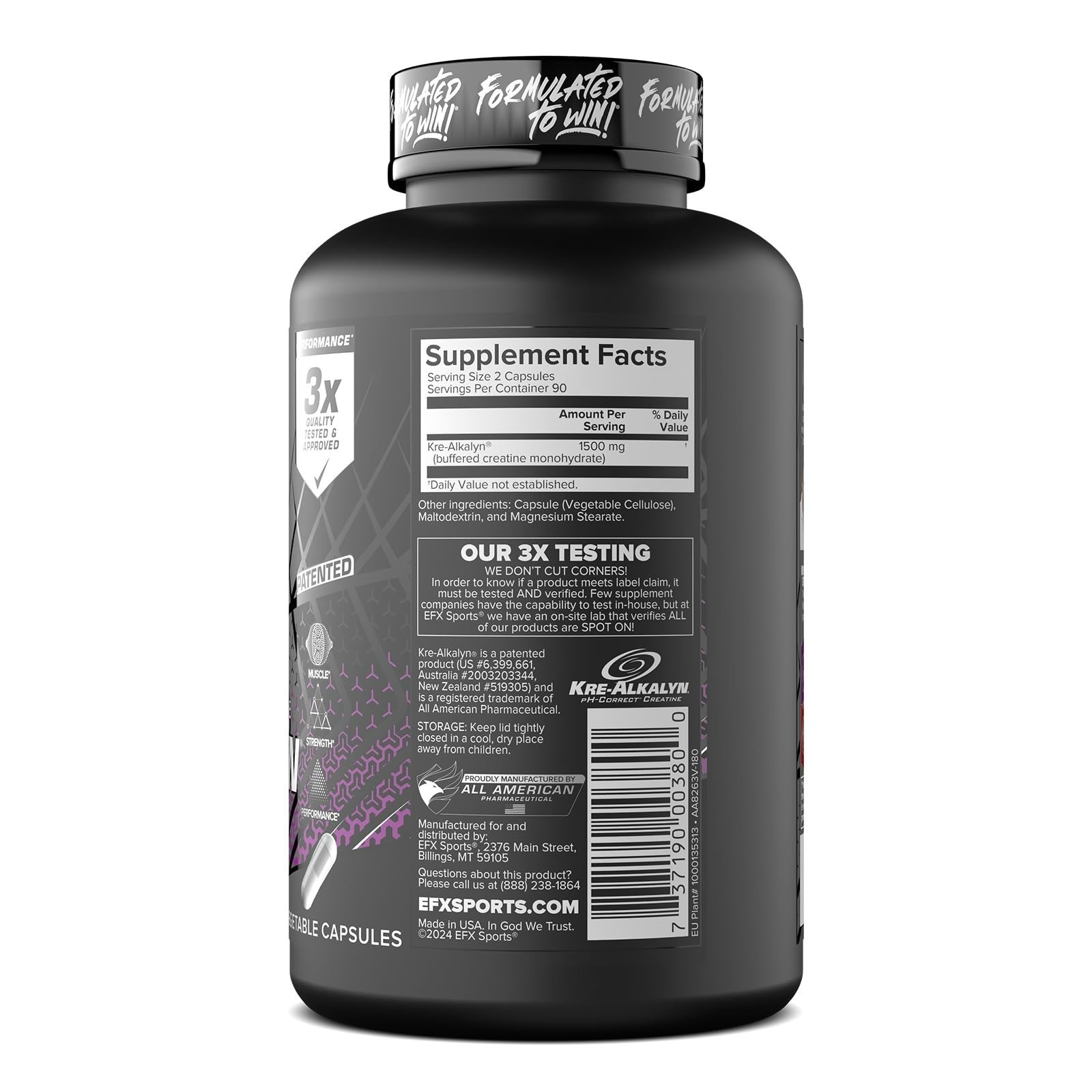 Kre-Alkalyn EFX Creatine Monohydrate Capsules | Vegan | Muscle Growth