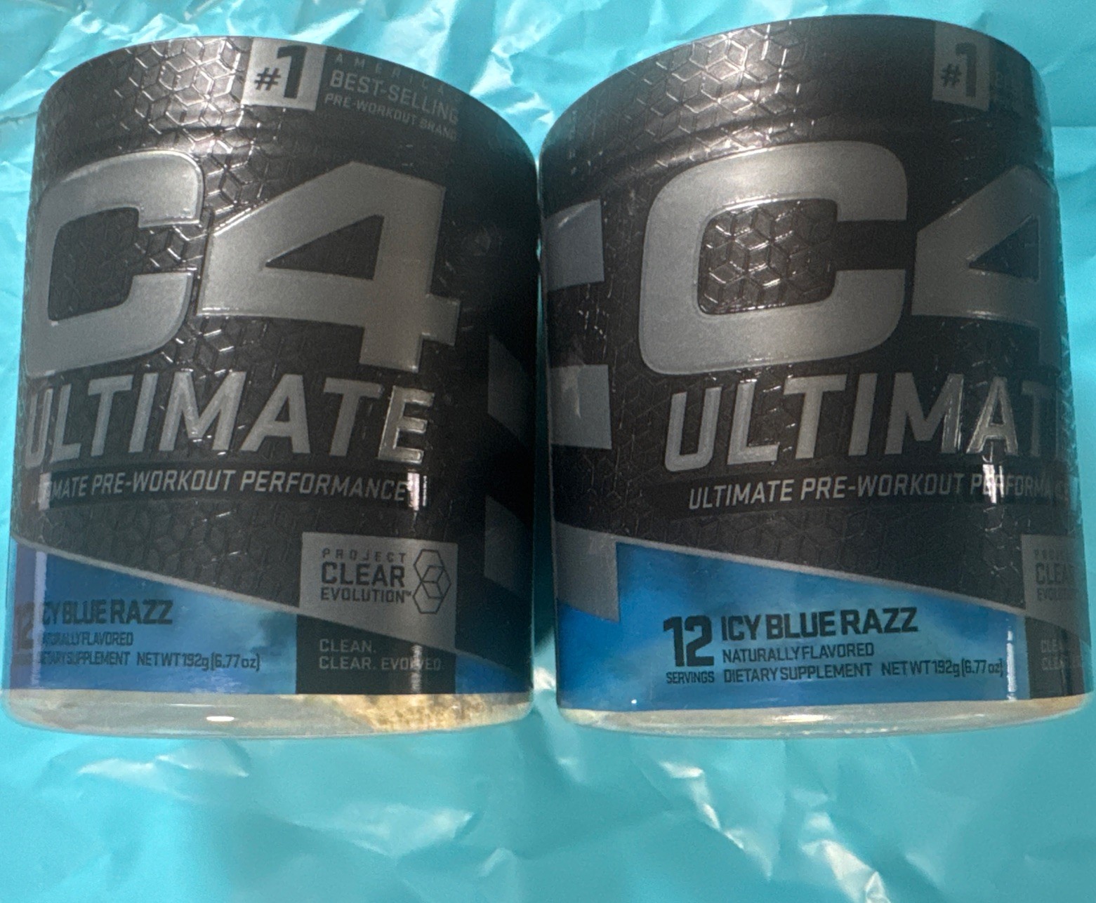 2 CELLUCOR C4 Ultimate ICY BLUE RAZZ Pre-Workout 12 Servings Each Exp: 11/26