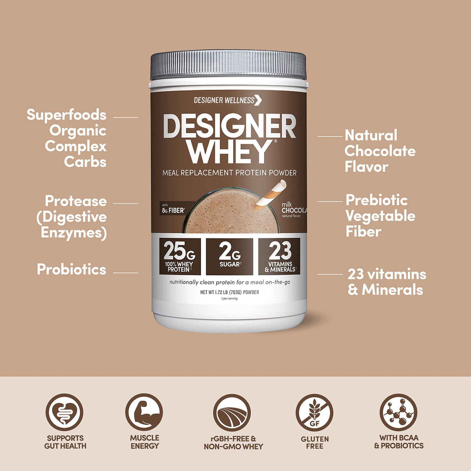 Designer Wellness Designer Whey Protein Meal Replacement Powder Organic Superfoo