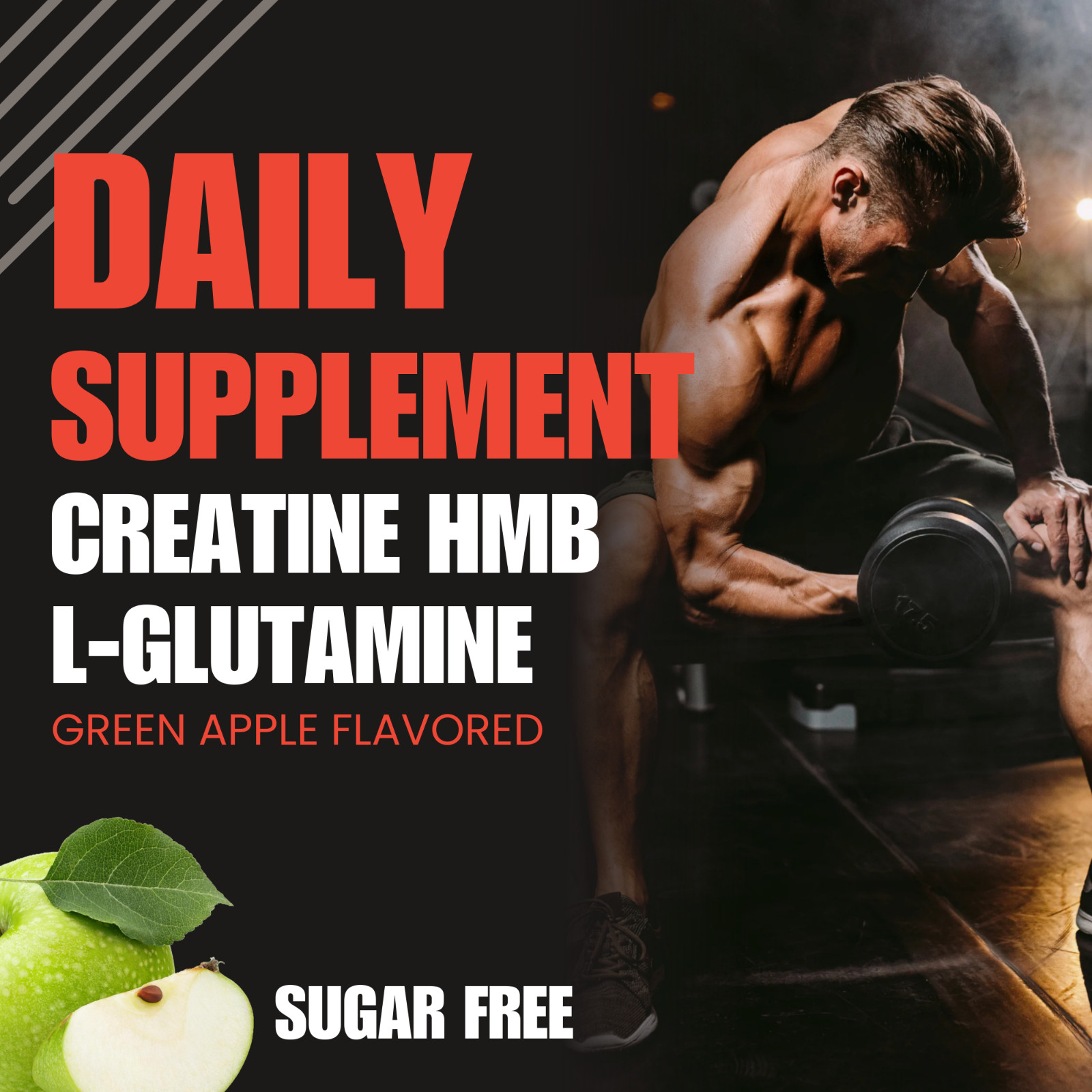 LHA Creatine Citrulline – 400g Workout Support, Green Apple flavor (3-Pack)