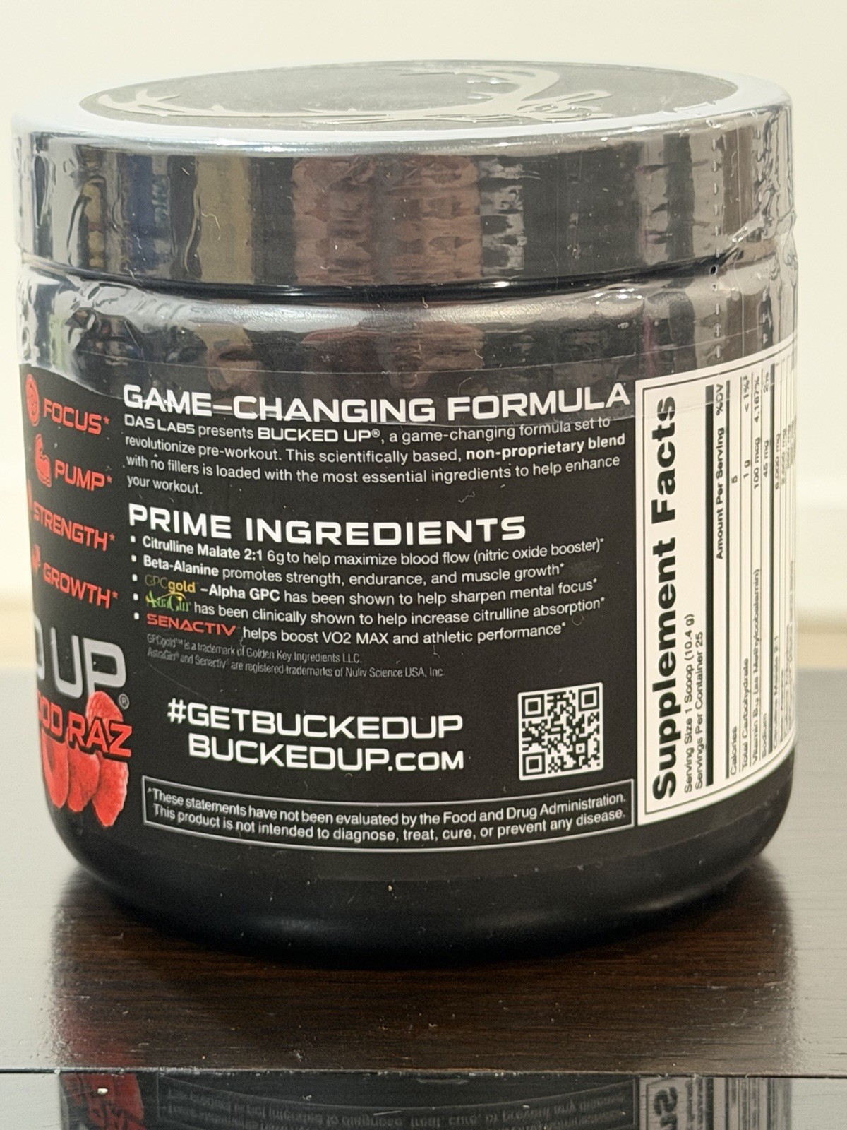 Bucked Up Pre-Workout Powder Blood Raz 9.2oz Citrulline Caffeine exp 10/2027