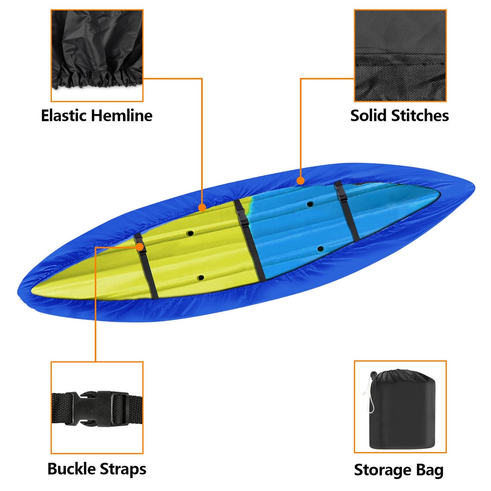 iCOVER Kayak Cover Waterproof Outdoor Storage Heavy Duty Canoe Boat UV Protect