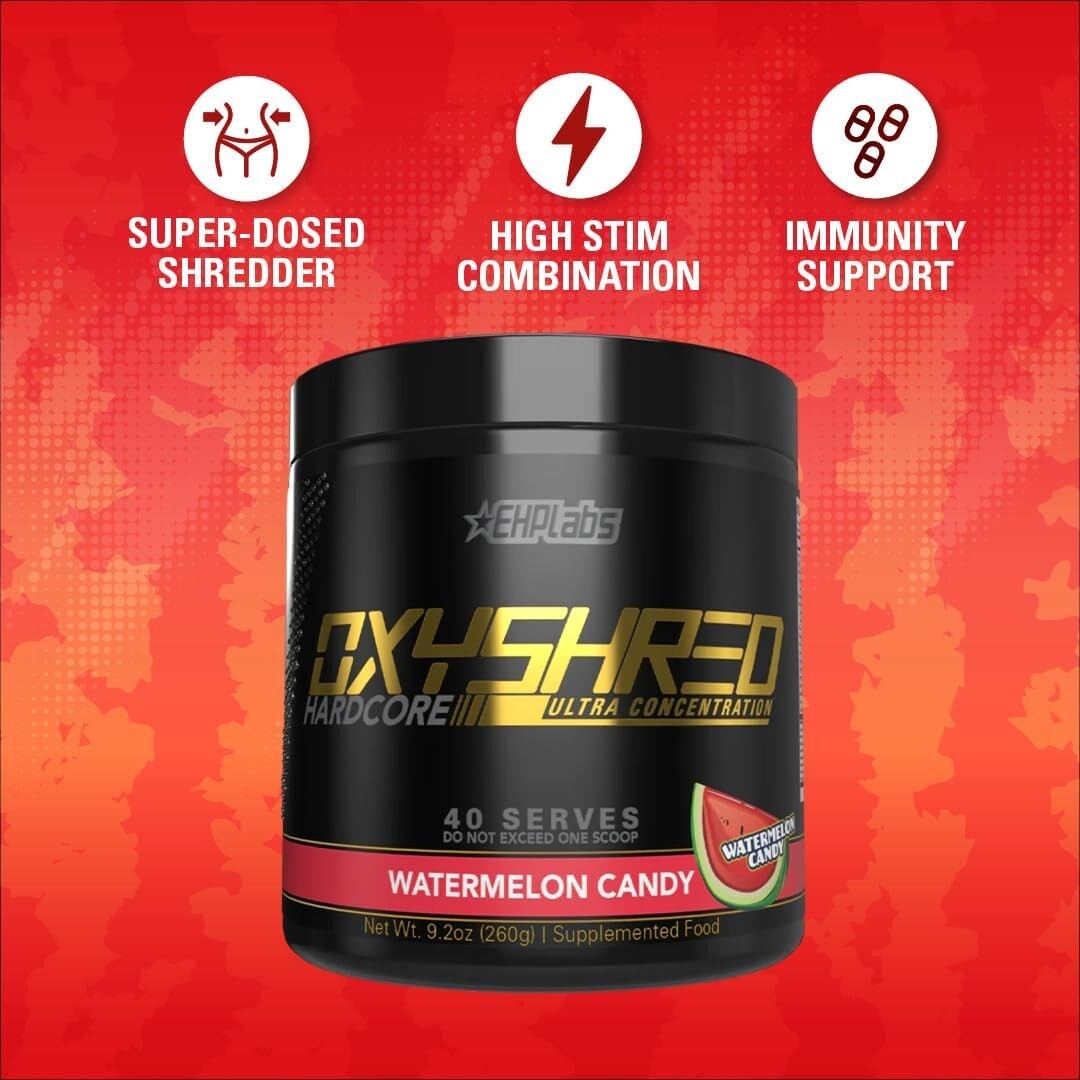 EHP Labs Oxyshred Hardcore Thermogenic Pre-Workout 40 Servings Watermelon Candy