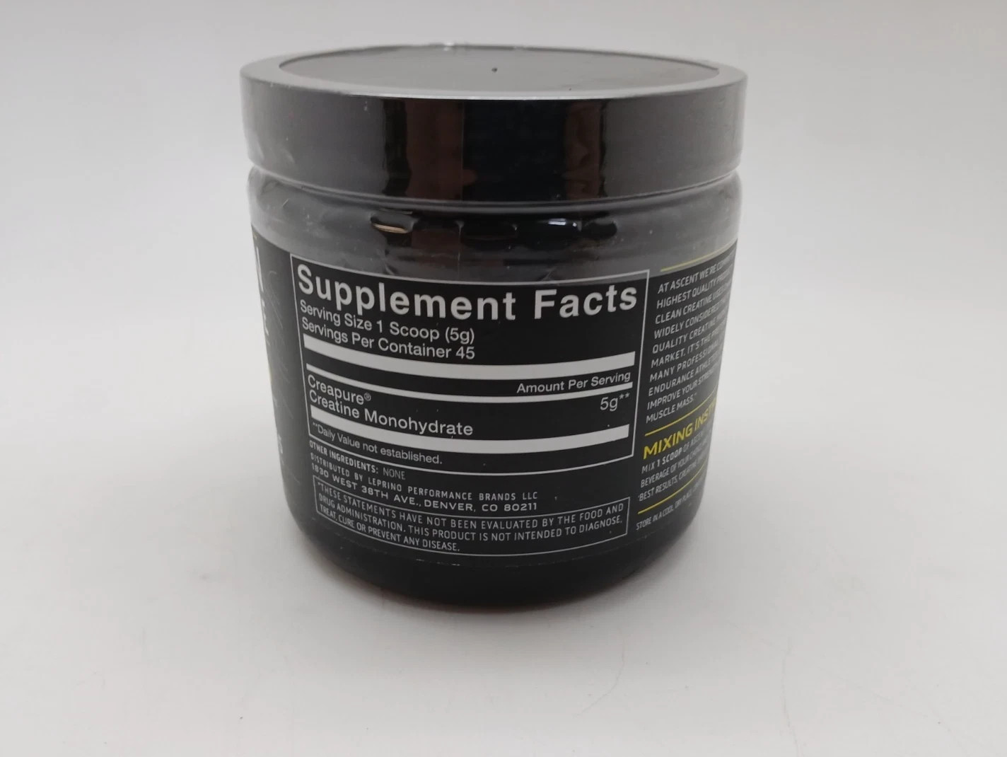 Ascent Clean Creatine Creapure Monohydrate 2 Pack – Unflavored 90 Servings