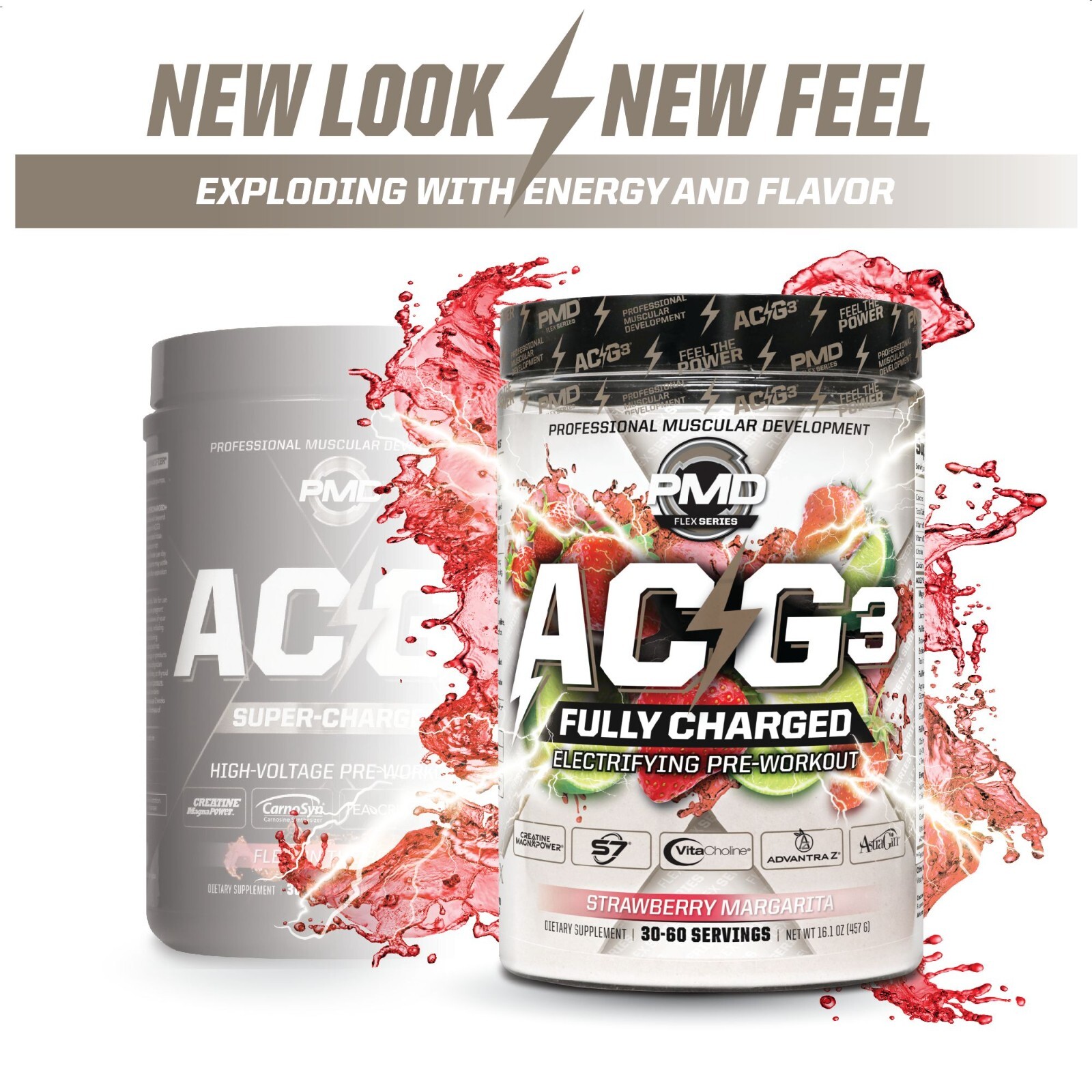 ACG3 Fully Charged- Pre Workout-Drink Mix- Strawberry Margarita (30-60 Servings)