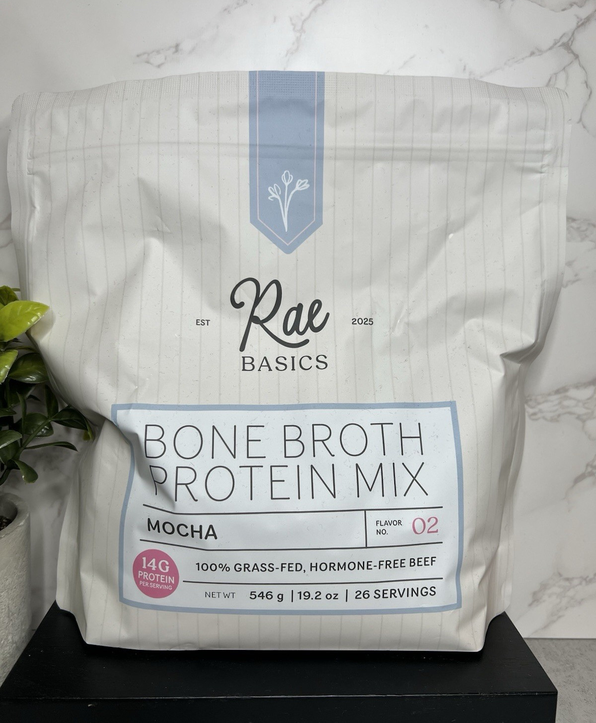 Rae Basics Bone Broth Protein Powder Mix Mocha 19.2oz 26 Serv Exp 07/27