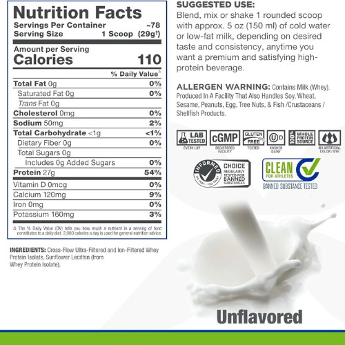 Allmax Nutrition IsoNatural – Whey Protein Isolate Unflavored 5 lbs (2.27 kg)