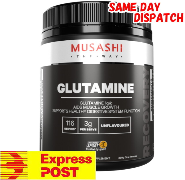 MUSASHI L-GLUTAMINE POWDER 350G / 116 SERVES 100% PURE AMINO ACID MUSCLE GROWTH