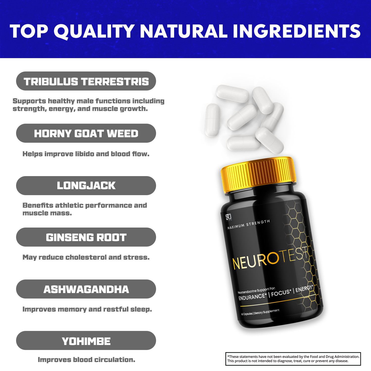 (3 Pack) Neurotest, Neurotest Advanced Formula Male Support Pills (180 Capsules)