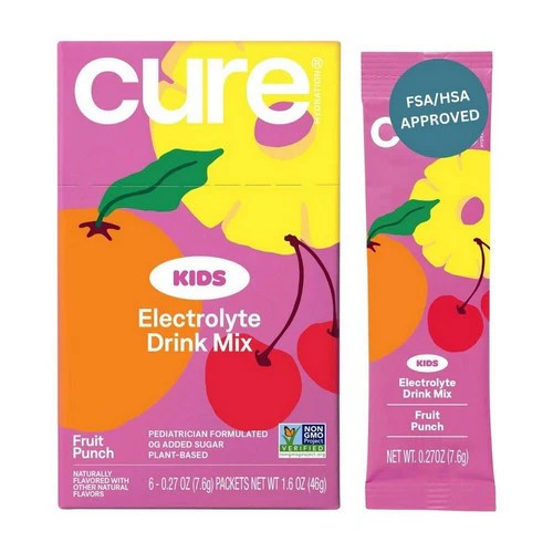 Cure Hydration, Kids Electrolyte Drink Mix Fruit Punch, 1.6 Oz