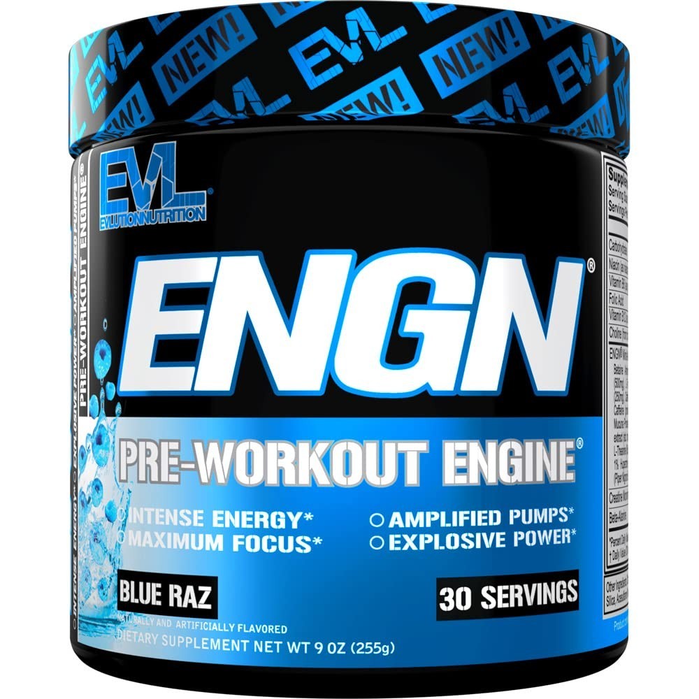 Intense Pre Workout Powder – 30 Servings Blue Raspberry – Creatine, Beta Alanine