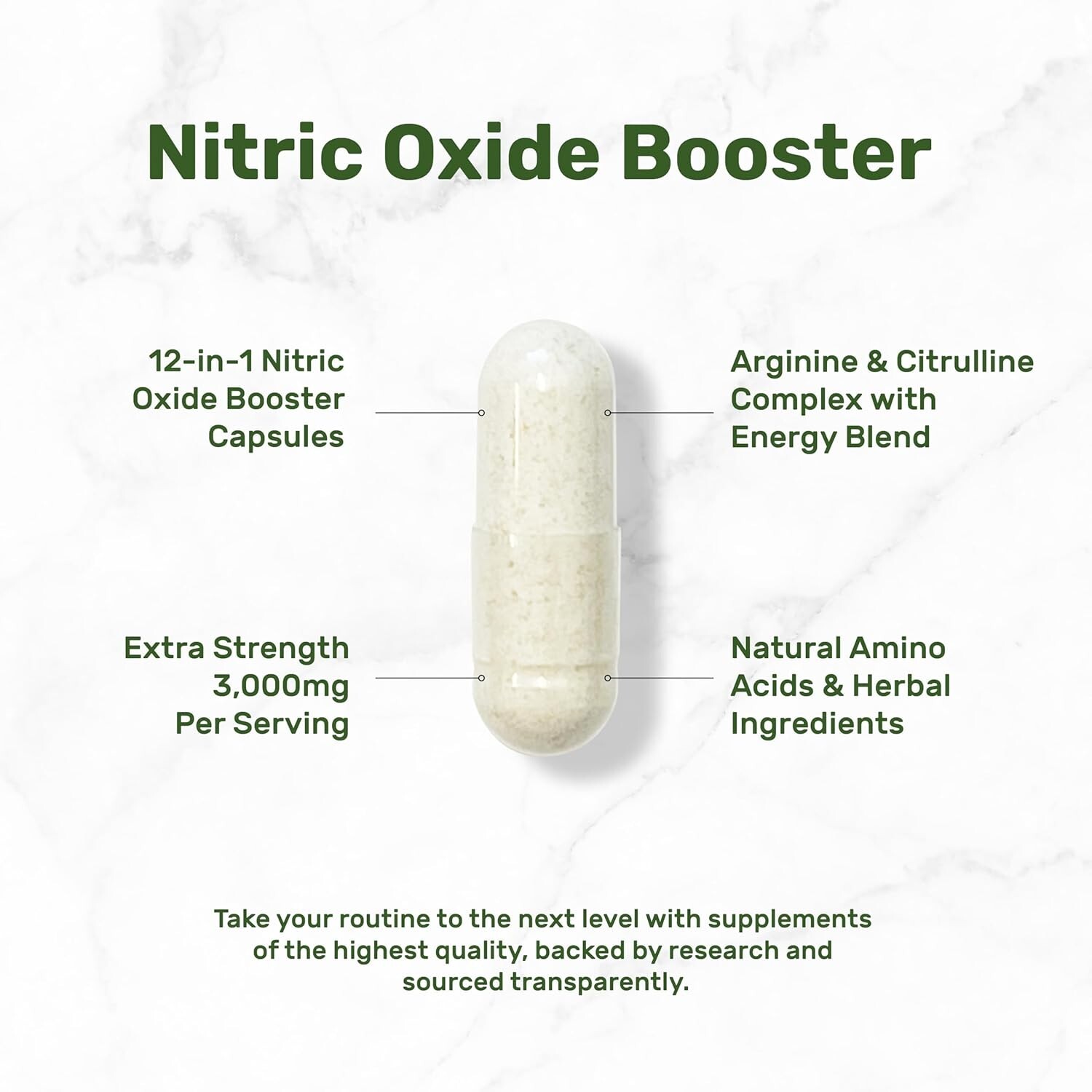 Nitric Oxide Booster Supplement – L-Arginine, L-Citrulline 3000mg – 300 Capsules