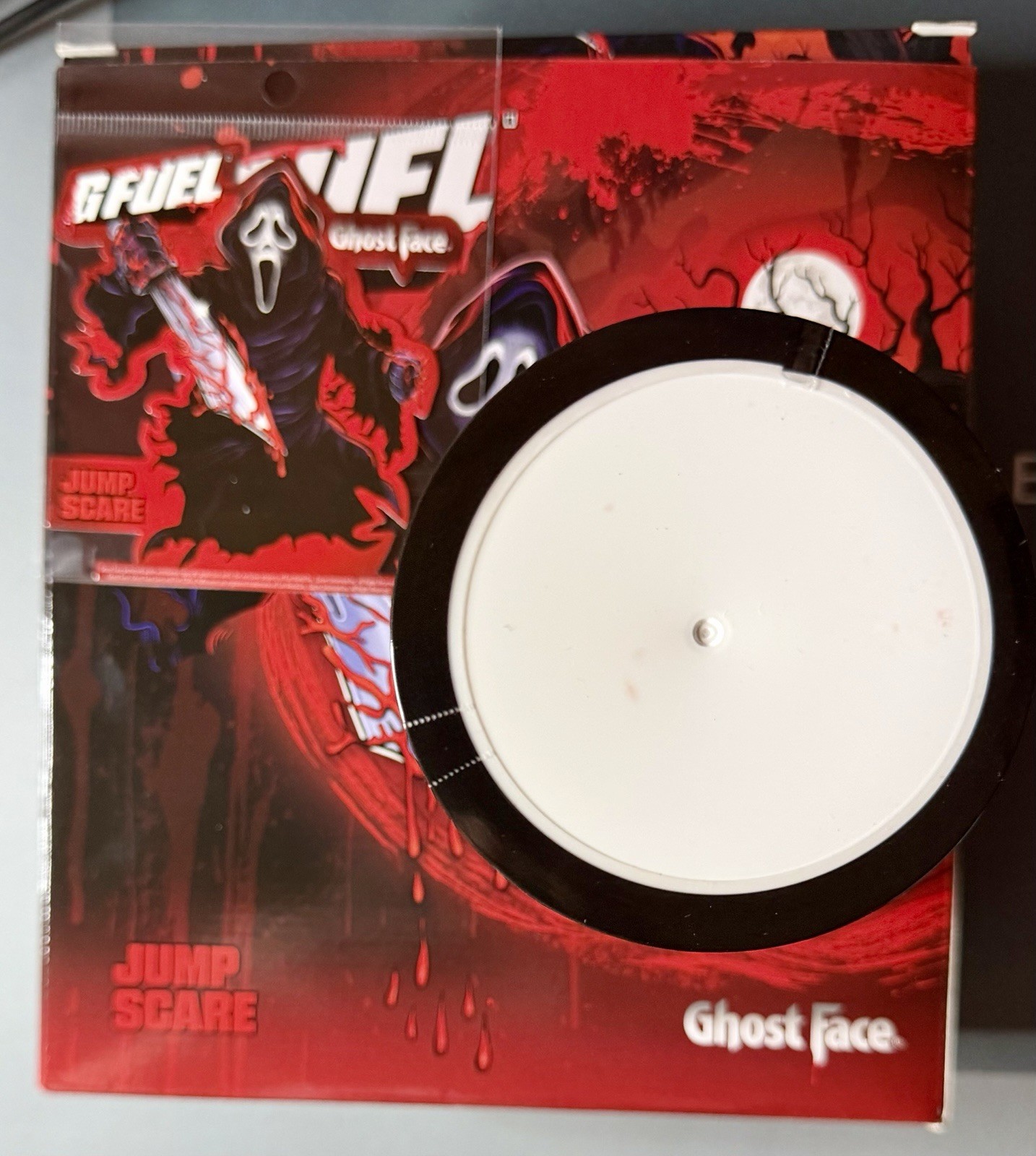 G Fuel Scream Ghost Face Jump Scare Collector’s Box,Tub, & Sticker