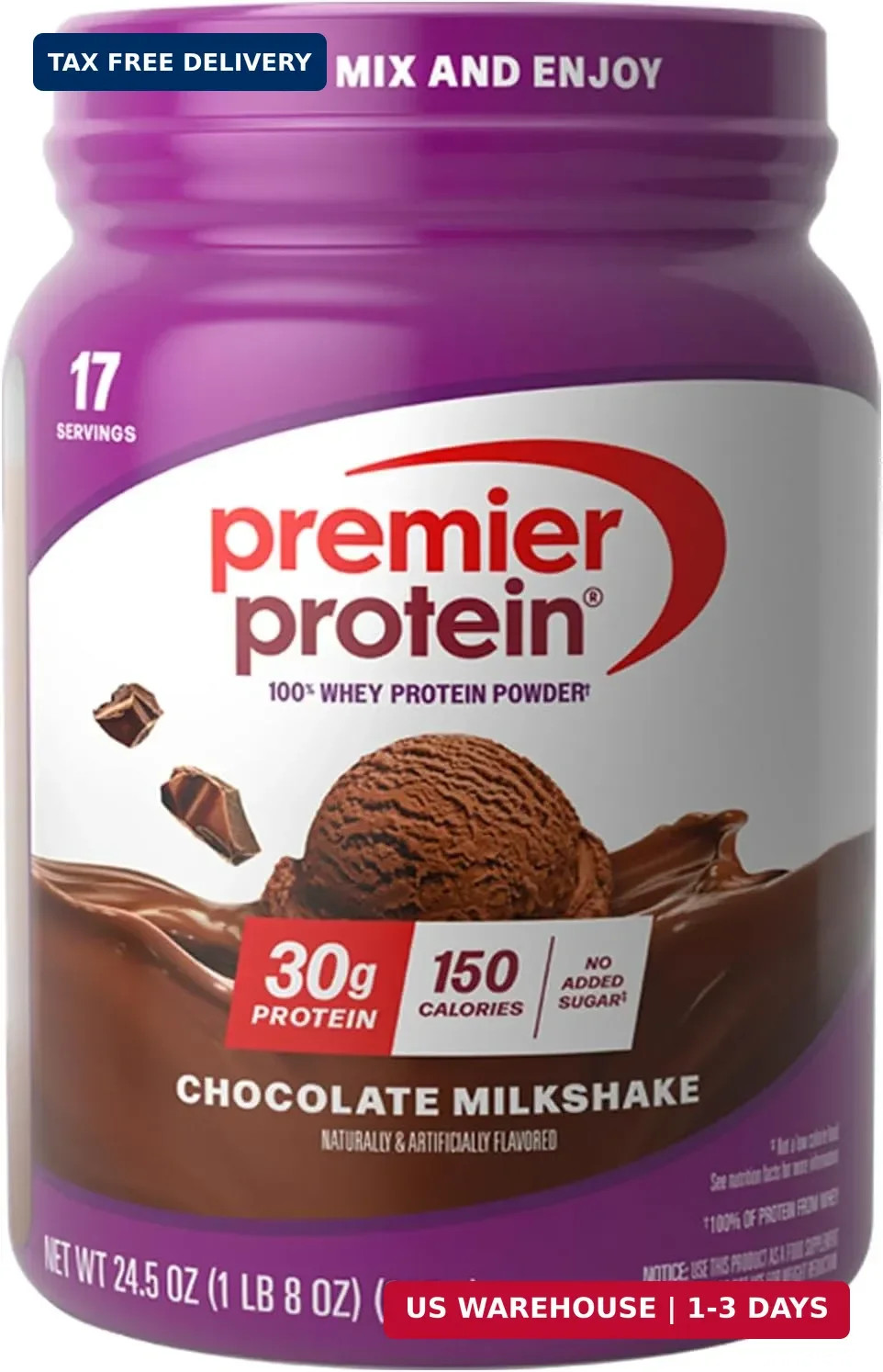 Premier Protein 30g High Protein Powder, 100% Whey, Chocolate, 17 Servings | No