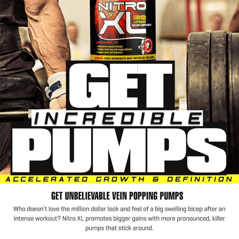 Nitro XL Nitric Oxide Bodybuilding Capsules Build Muscle Mass Performance