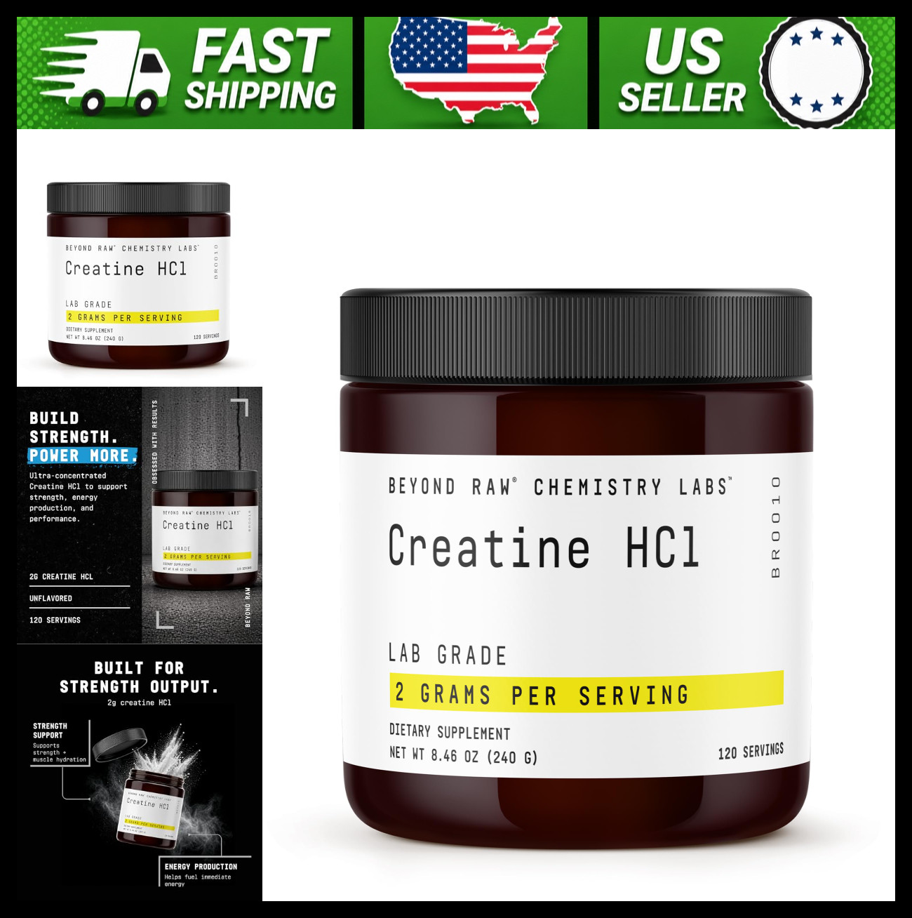 BEYOND RAW Creatine HCl Powder for Muscle Strength and Athletic Performance