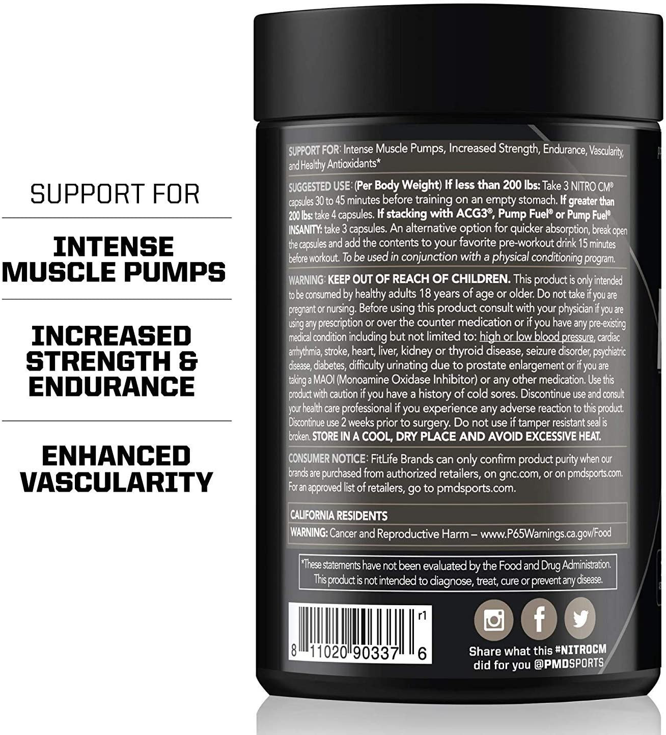 Sports Nitro Cm – Nitric Oxide with Agmatine Pre Workout Supplement – Muscle Gro