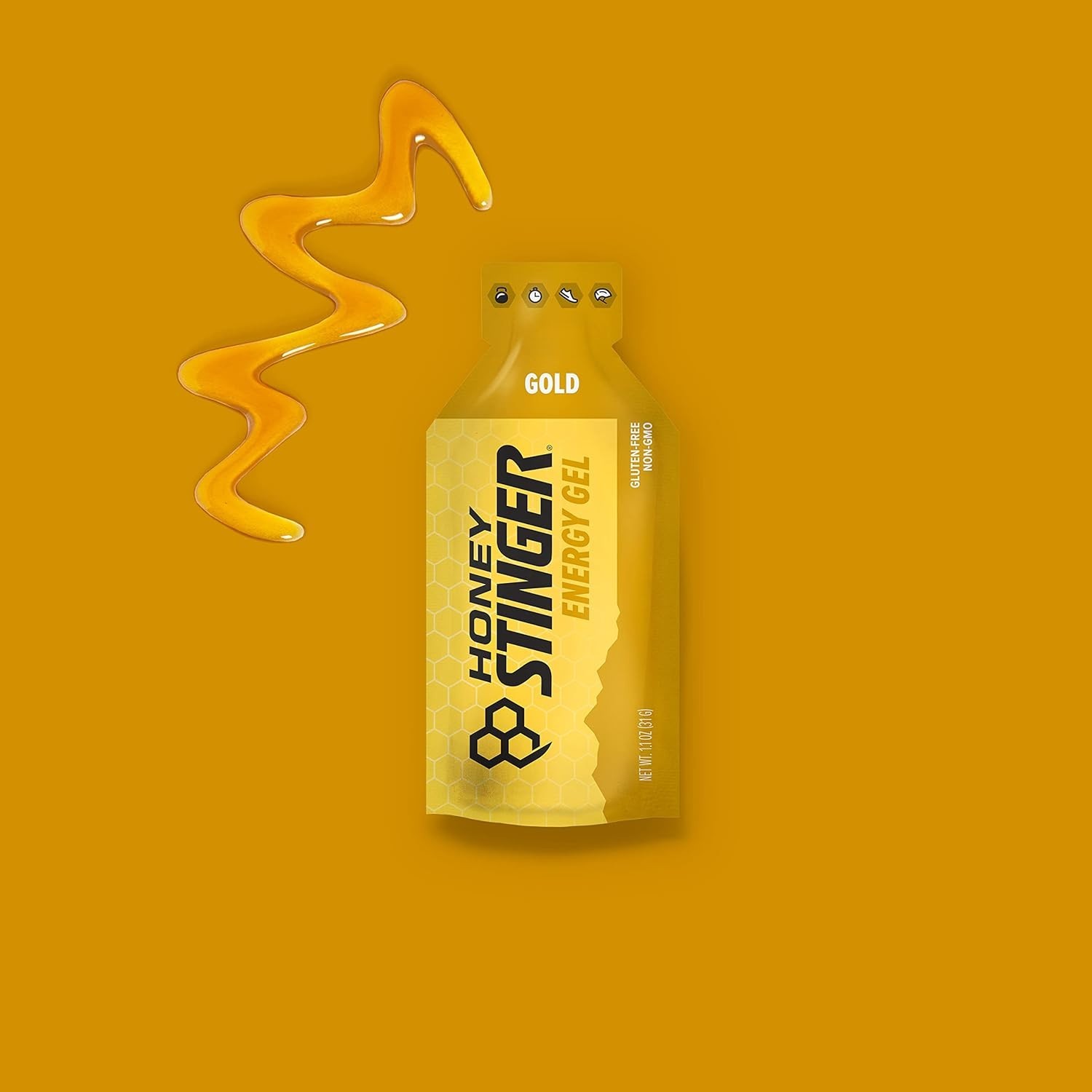 Gold Energy Gel 12 Pack, Honey-Based, Gluten Free & Caffeine Free, 1.1 oz Eac…