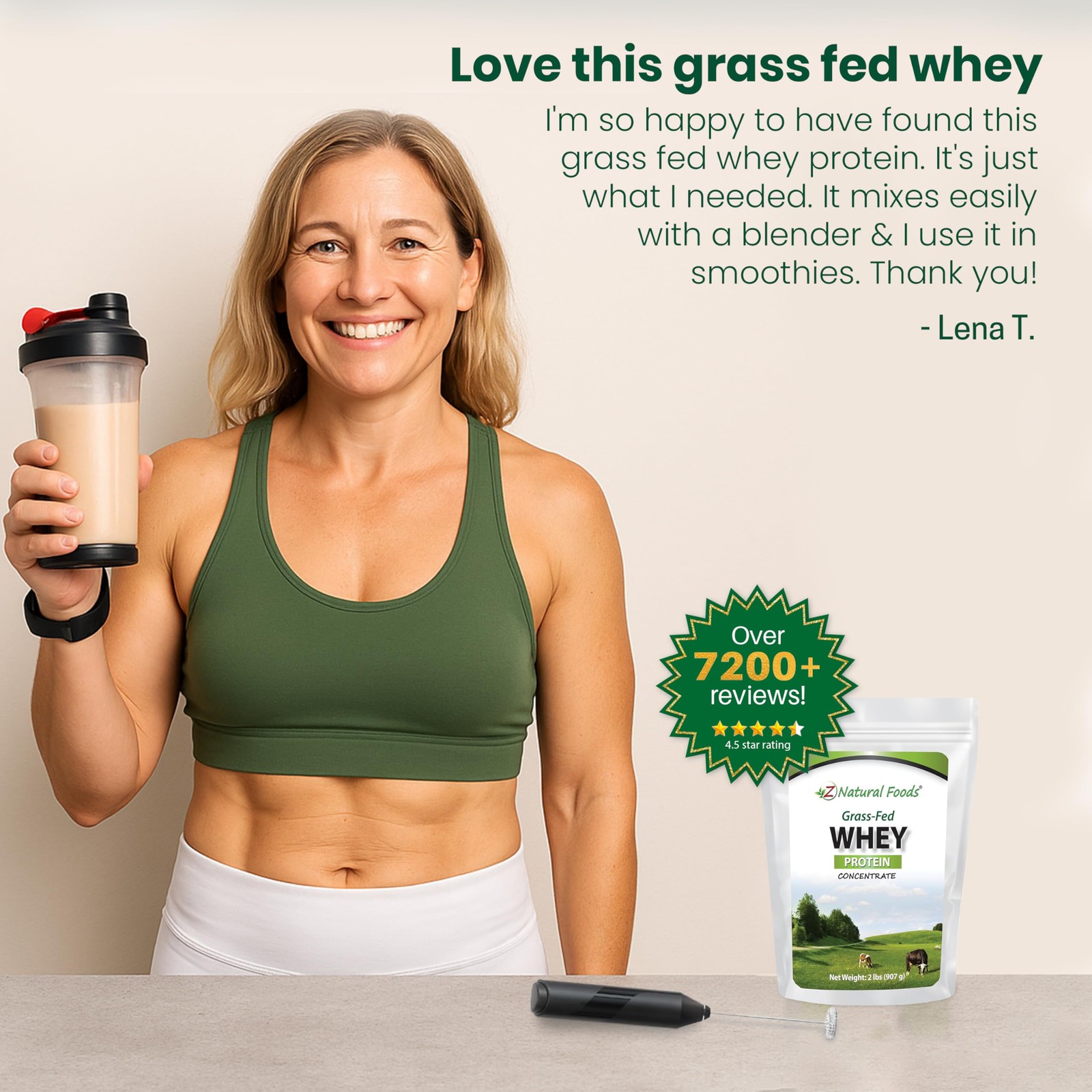 Z Natural Foods Grass-Fed Whey Protein Concentrate – Clean Whey Protein Powde…