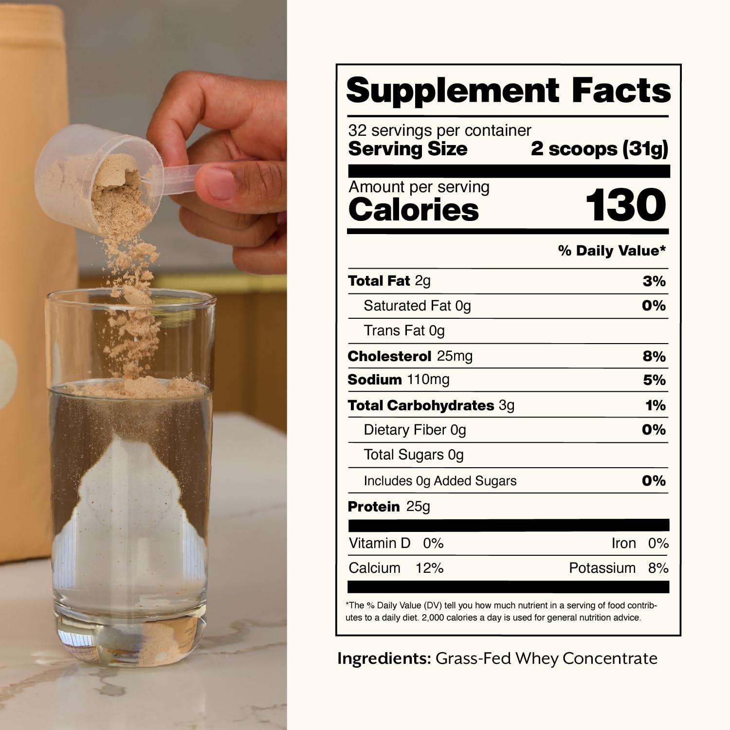 Whey Protein Powder, Grass Fed, Unsweetened, Hormone Free 25g Protein per Se…