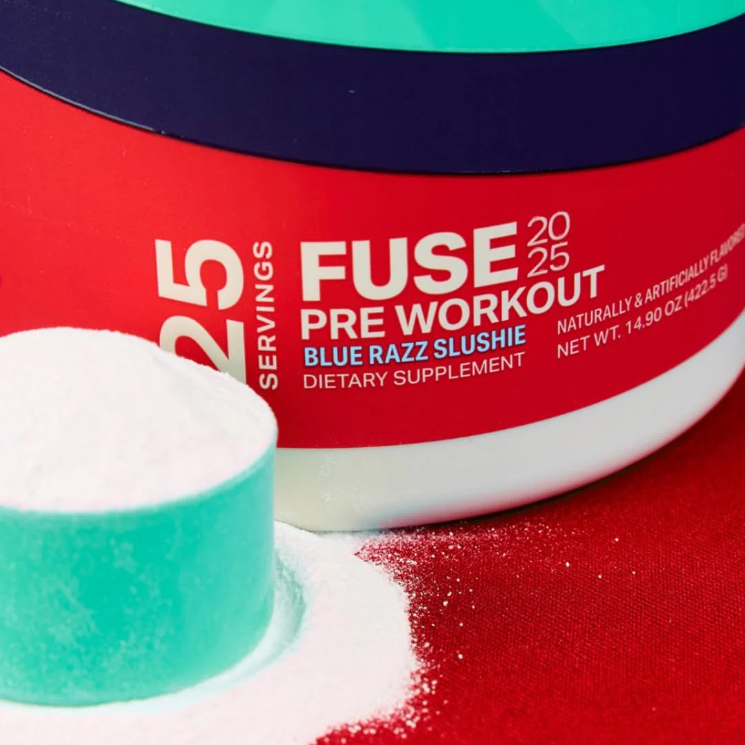 Podium Nutrition, Fuse 2025 Pre Workout Powder, Blue Razz Slushie, 25 Servings,