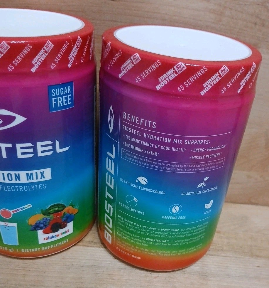 1 JUG: BIOSTEEL “Rainbow Twist” HYDRATION MIX 45 SERVINGS NSF ELECTROLYTES 11oz