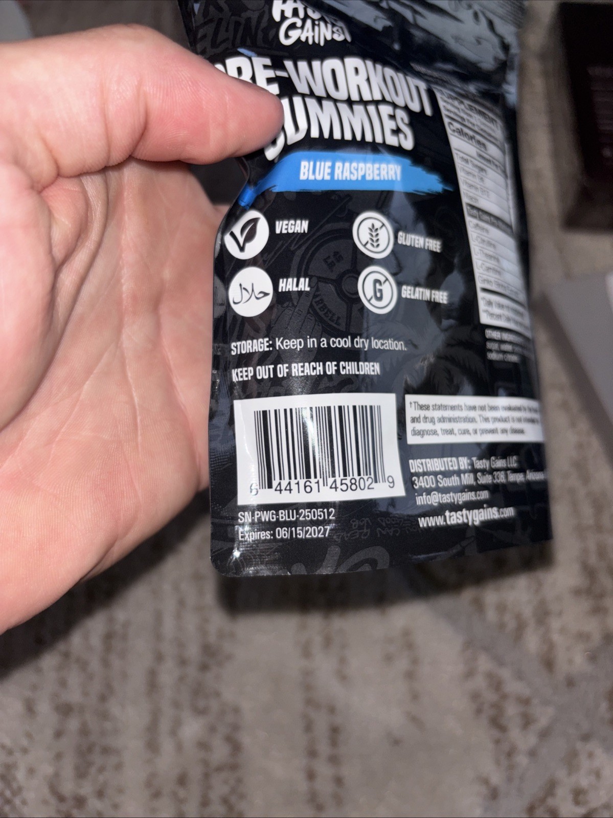 pre workout gummies by tasty gains blue razz 30 serving