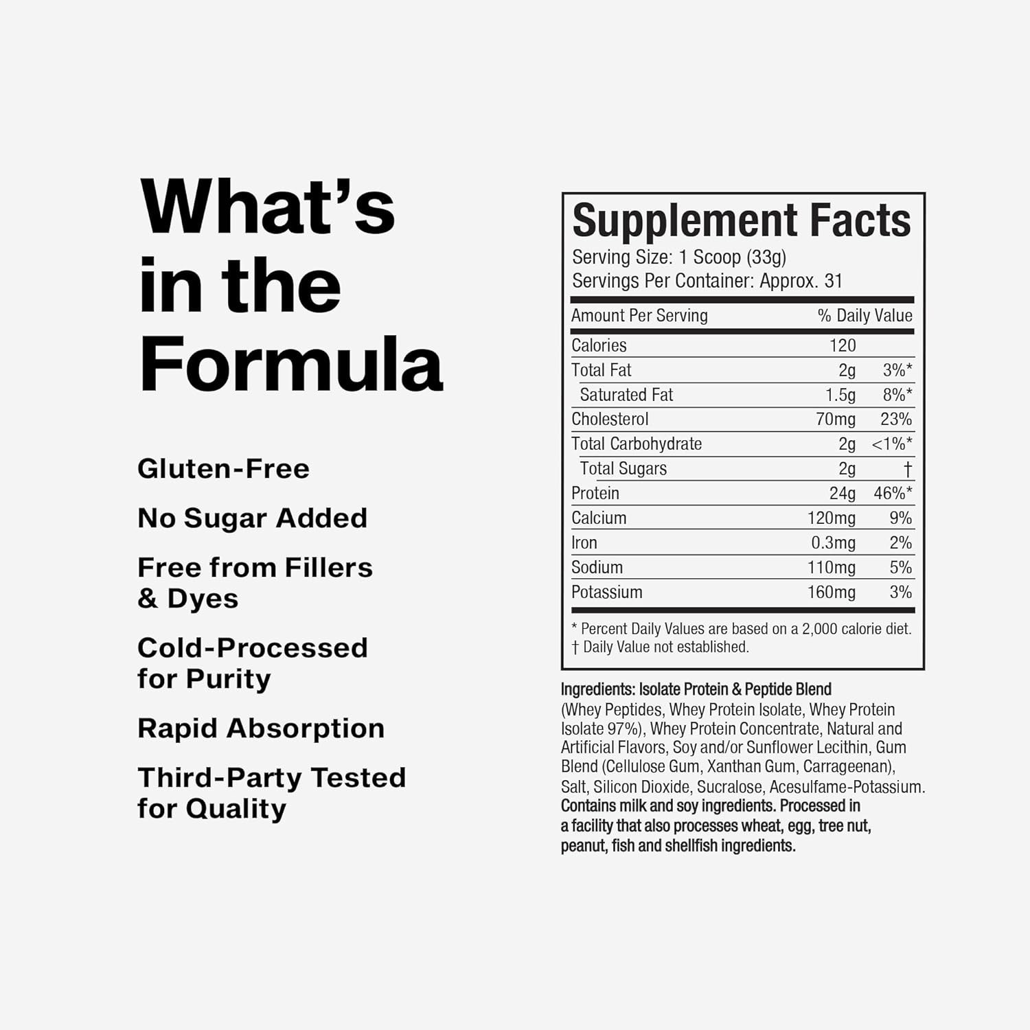 Whey Protein Isolate Vanilla Cream 2LB – 24g Protein for Muscle Recovery
