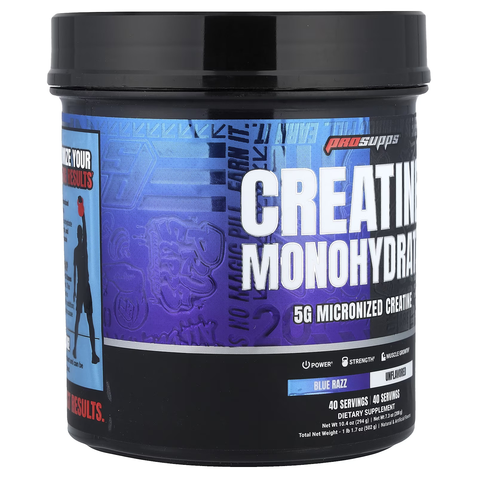 Creatine Monohydrate, Blue Razz & Unflavored, 1 Lb 1.7 Oz (502 G)