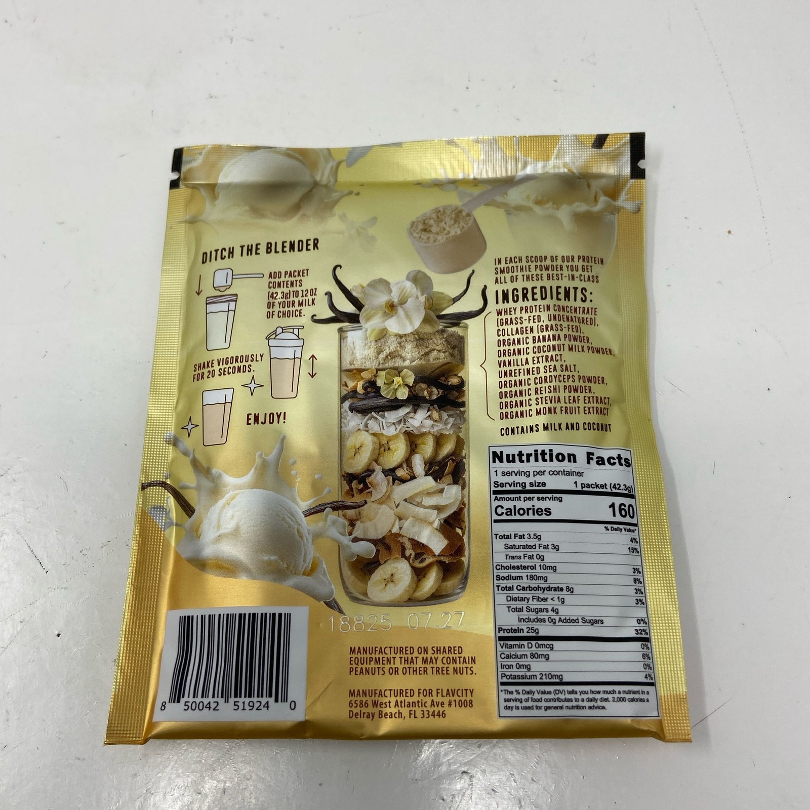 FlavCity Vanilla Cream Protein Smoothie Powder Single 1.49 oz