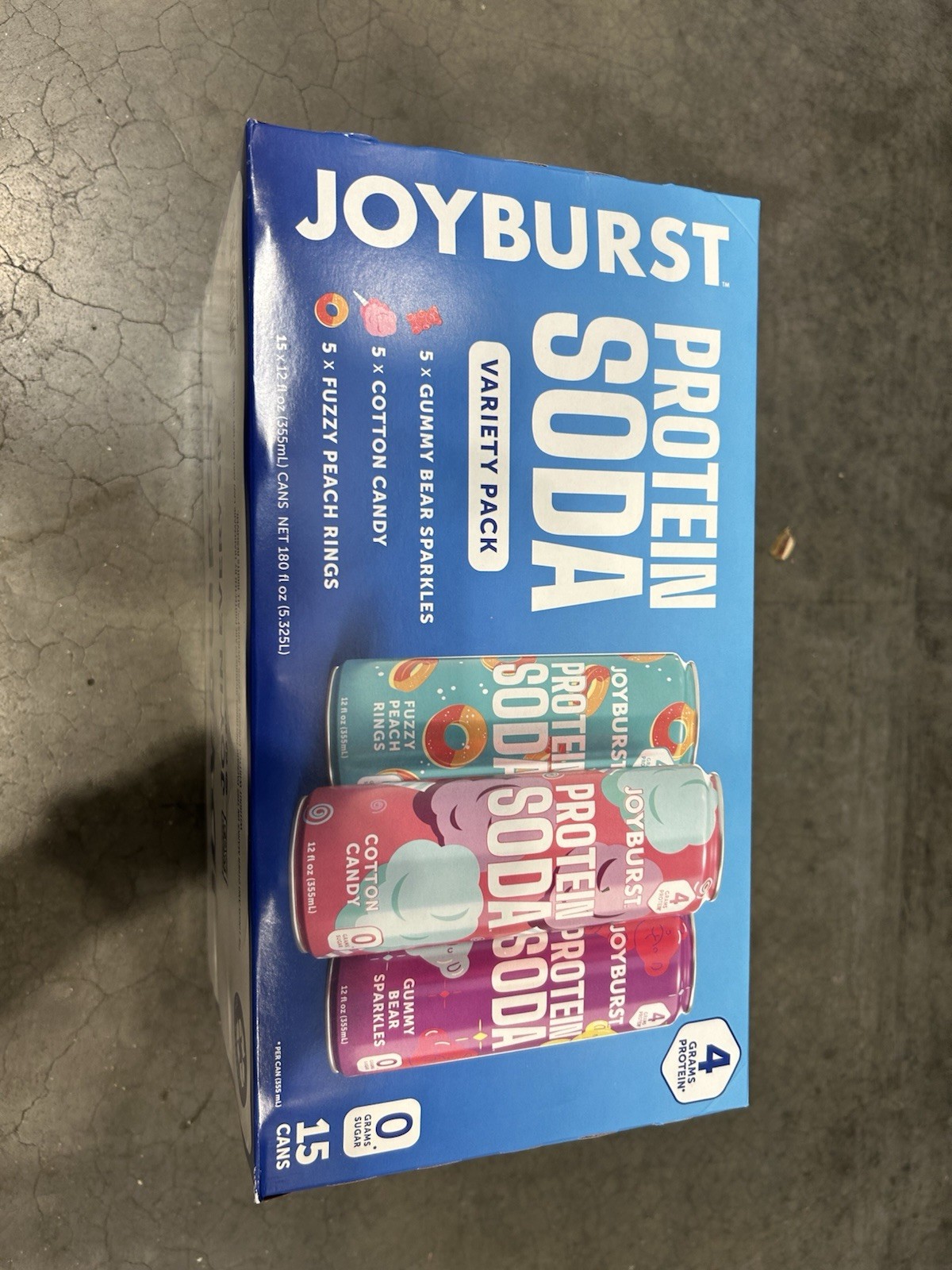 Joyburst Protein Soda Variety Pack 15 Cans Sugar-Free Cotton Candy Peach Gummy …