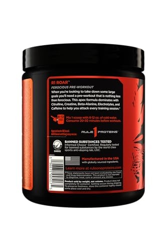 R1 ROAR Ferocious Pre Workout Supplement 10.56 Ounce Energy Hydration Formula