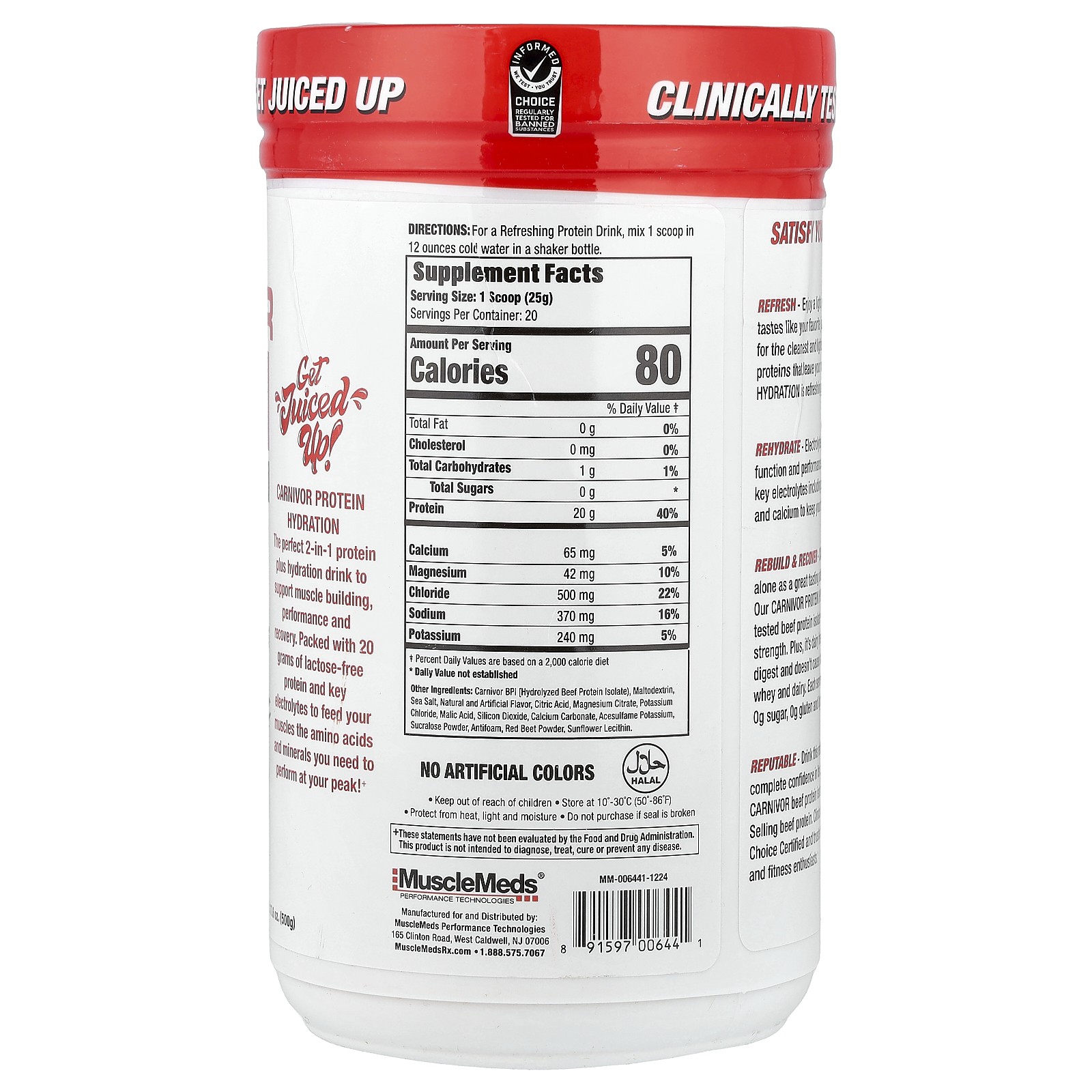 Carnivor Protein Hydration, Tropical Punch, 17.6 oz (500 g)