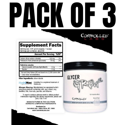 Controlled Labs Glycergrow Glycerol Pump Powder – 60 Servings (Pack of 3)