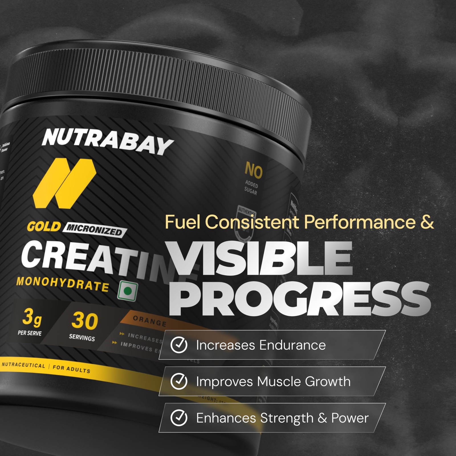 Nutrabay Creatine Monohydrate 120g Orange 3000mg Serving