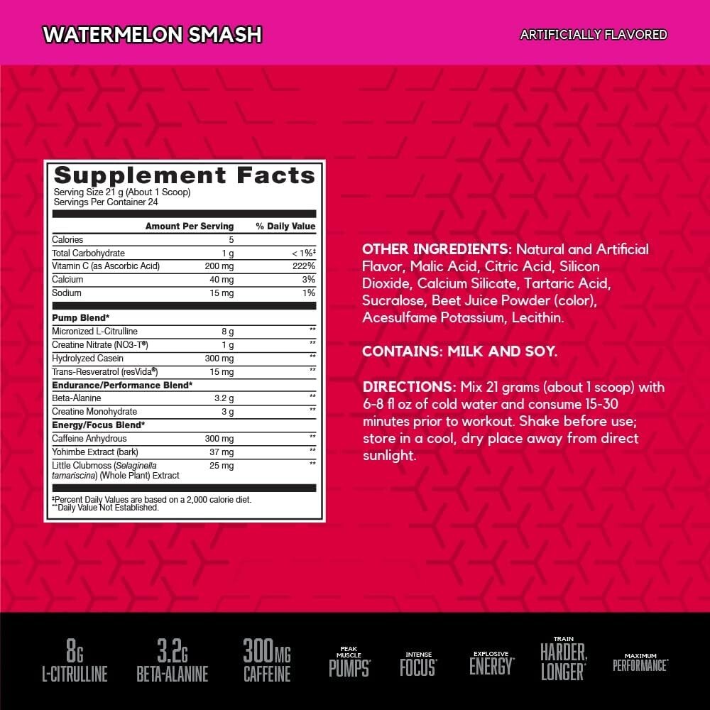 BSN NO Xplode VASO Pump Nitric Oxide Pre-Workout 5 Flavors 24 Servings New