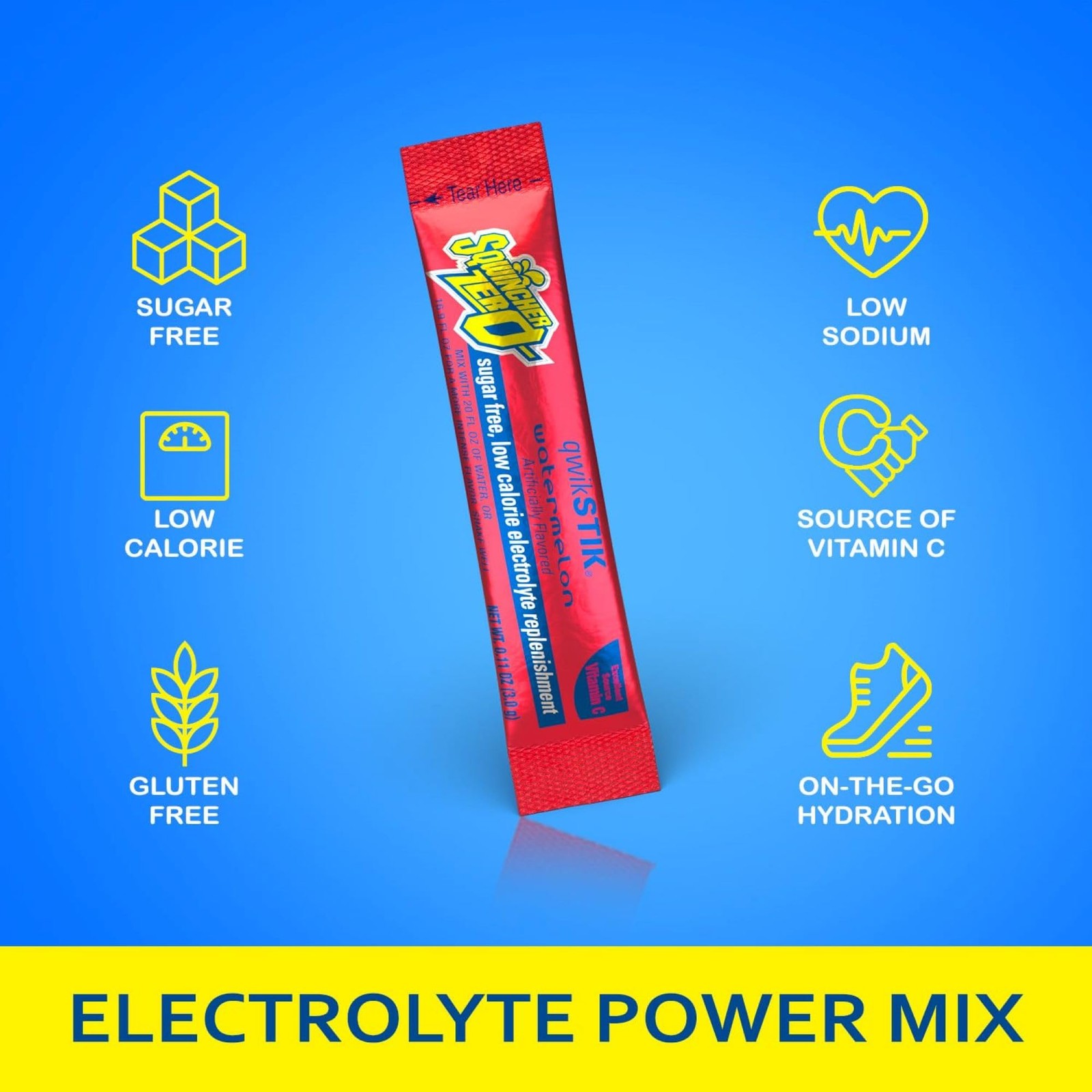 Sqwincher Zero Qwik Stik 4 Flavor Variety Pack Sugar Calorie Sodium Electrolyte