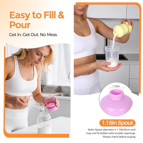 2 Pack Protein Powder Container to Go with Keychain & Keyring, Pink&Yellow