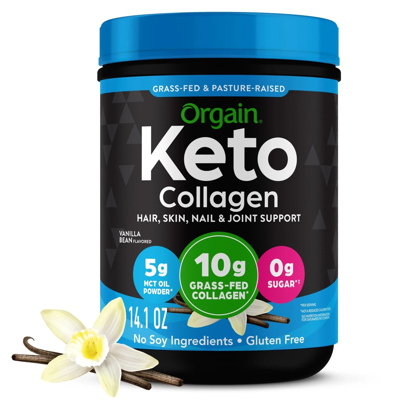 Orgain Keto Collagen Protein Powder, Vanilla 14.1 Ounce (Pack of 1),