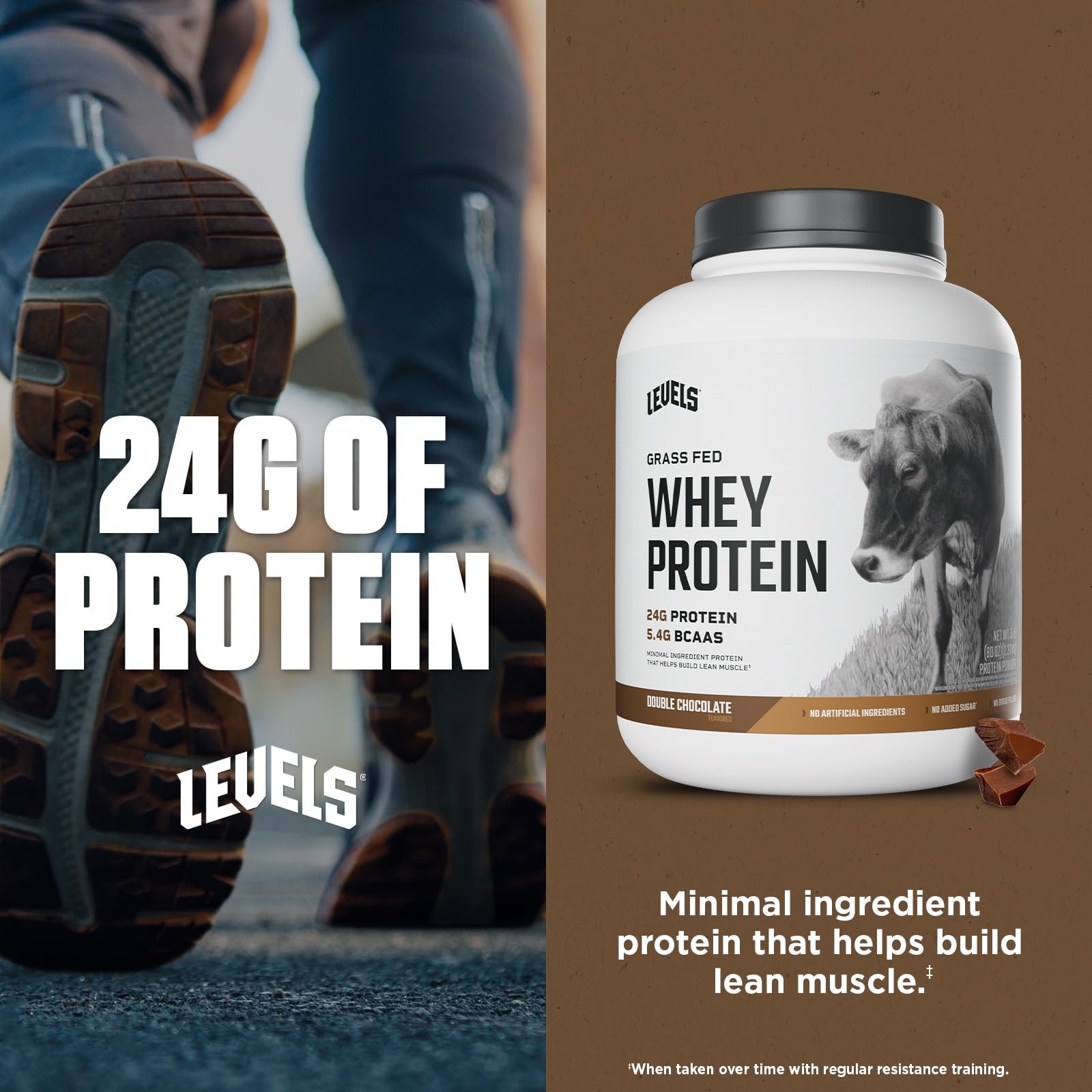 Levels Grass Fed Whey Protein Powder No Artificials 24G of Protein Double Cho…