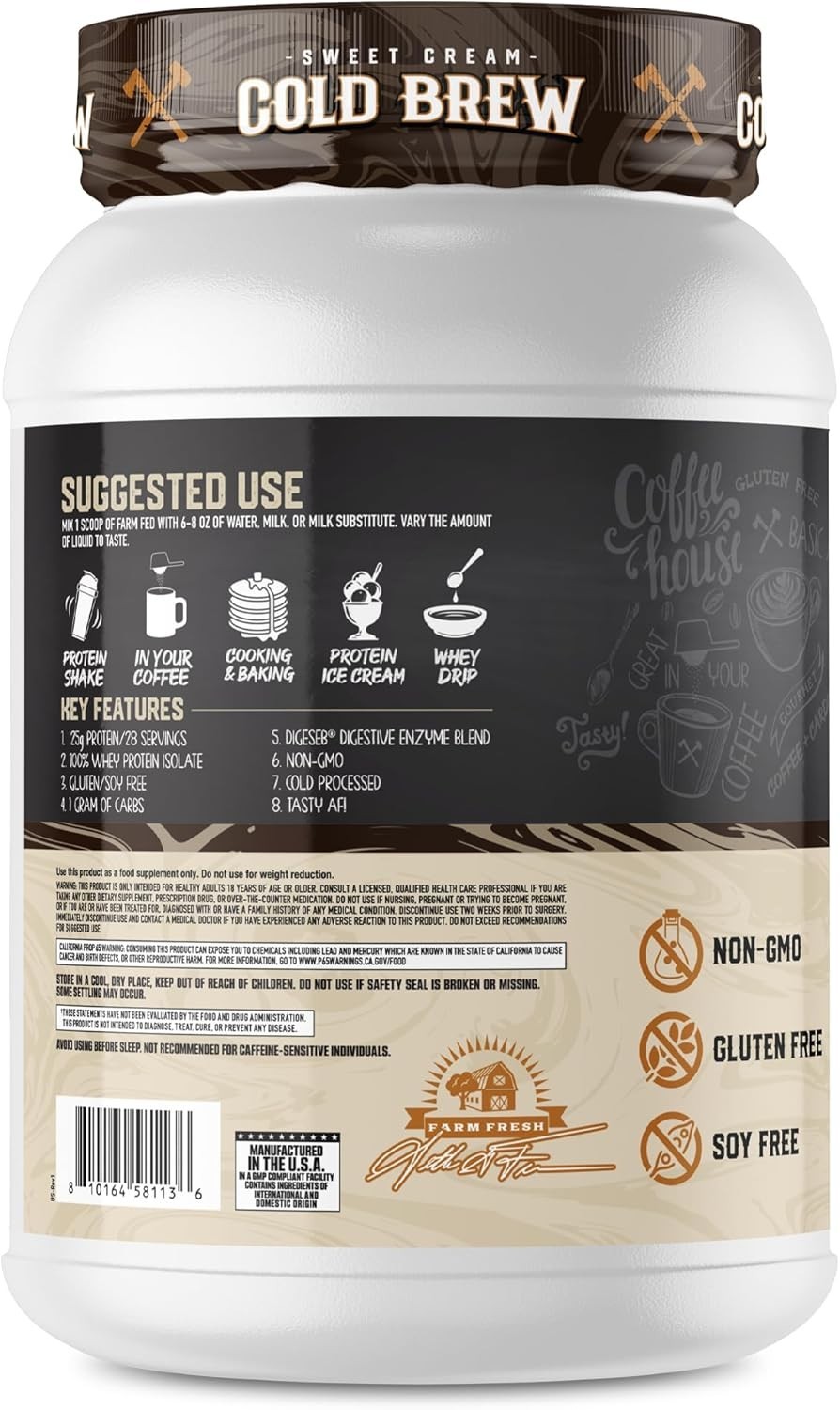 Axe & Sledge Farm Fed Protein Sweet Cream Cold Brew 25g Protein NEW