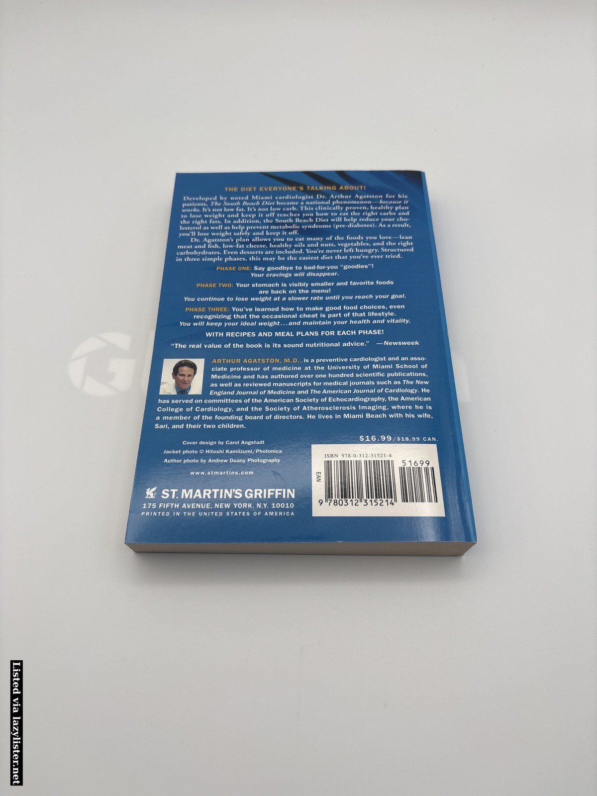 The South Beach Diet Book by Arthur Agatston, M.D. – Excellent Condition