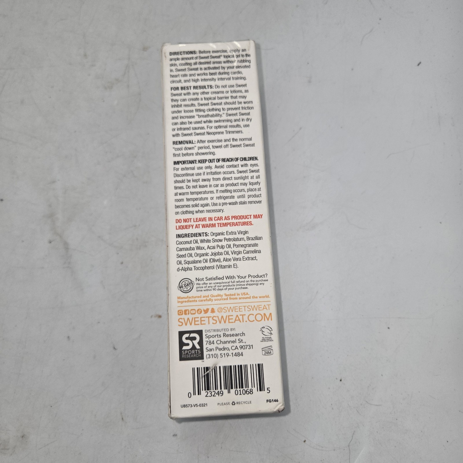 SPORTS RESEARCH Sweet Sweat Workout Enhancer COCONUT 6.4 OZ New & Sealed